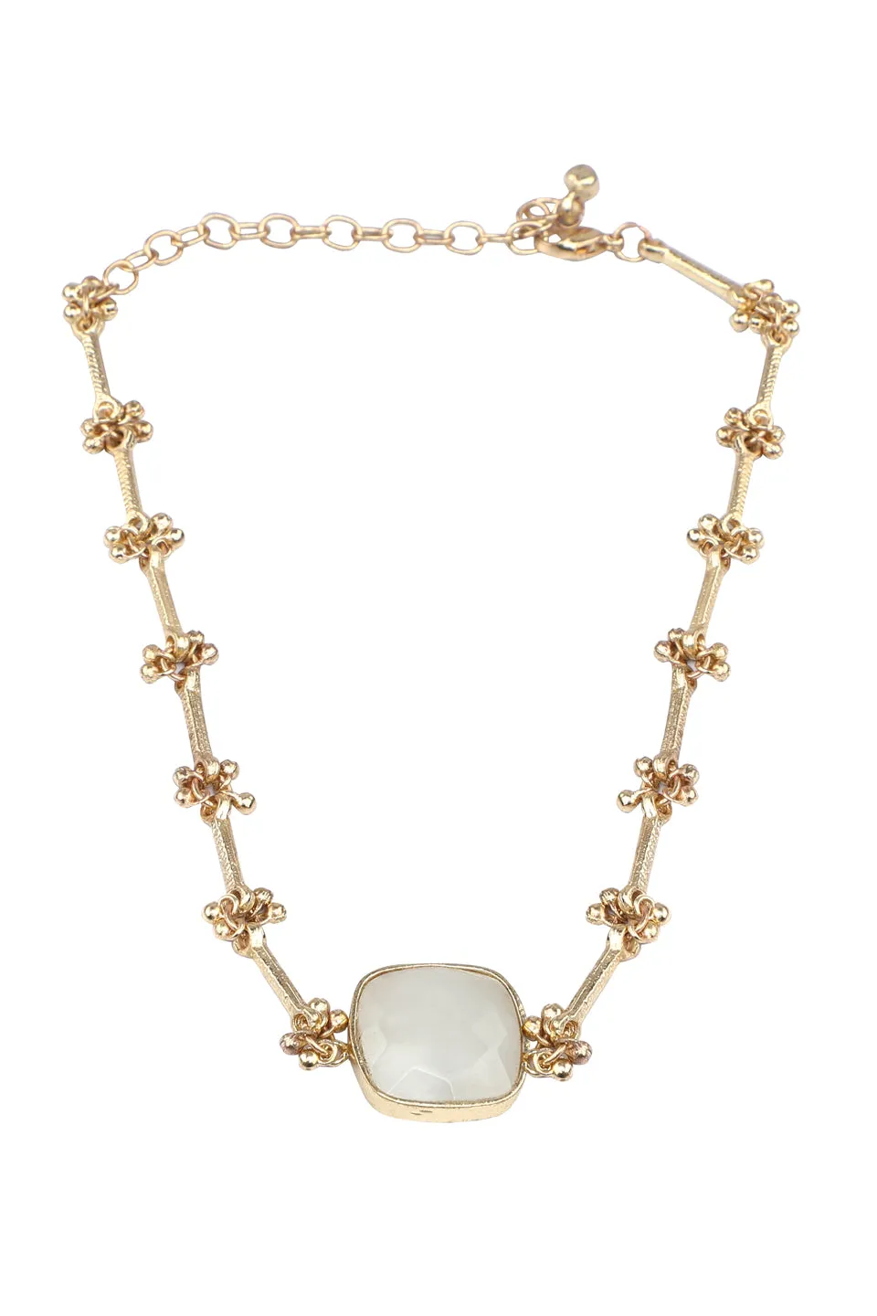 House of Tuhina Square Stone collana choker avorio pietra quadrata