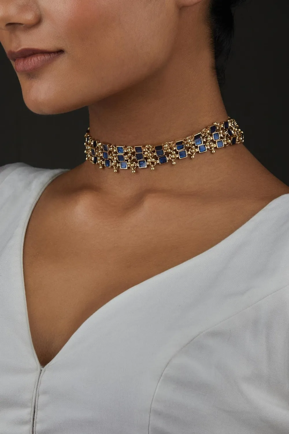House of Tuhina Enamel Waterfall collana choker smaltata