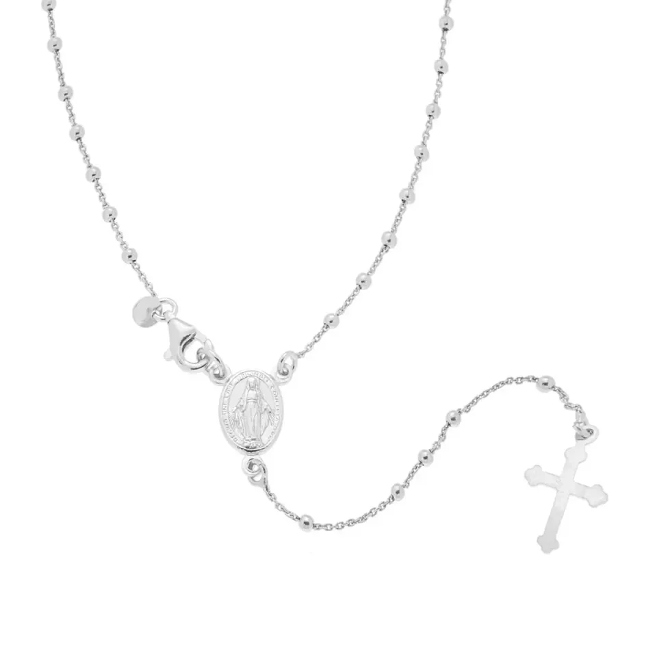 Ornamenta Rosario Collana Lunga Argento 925 45 cm
