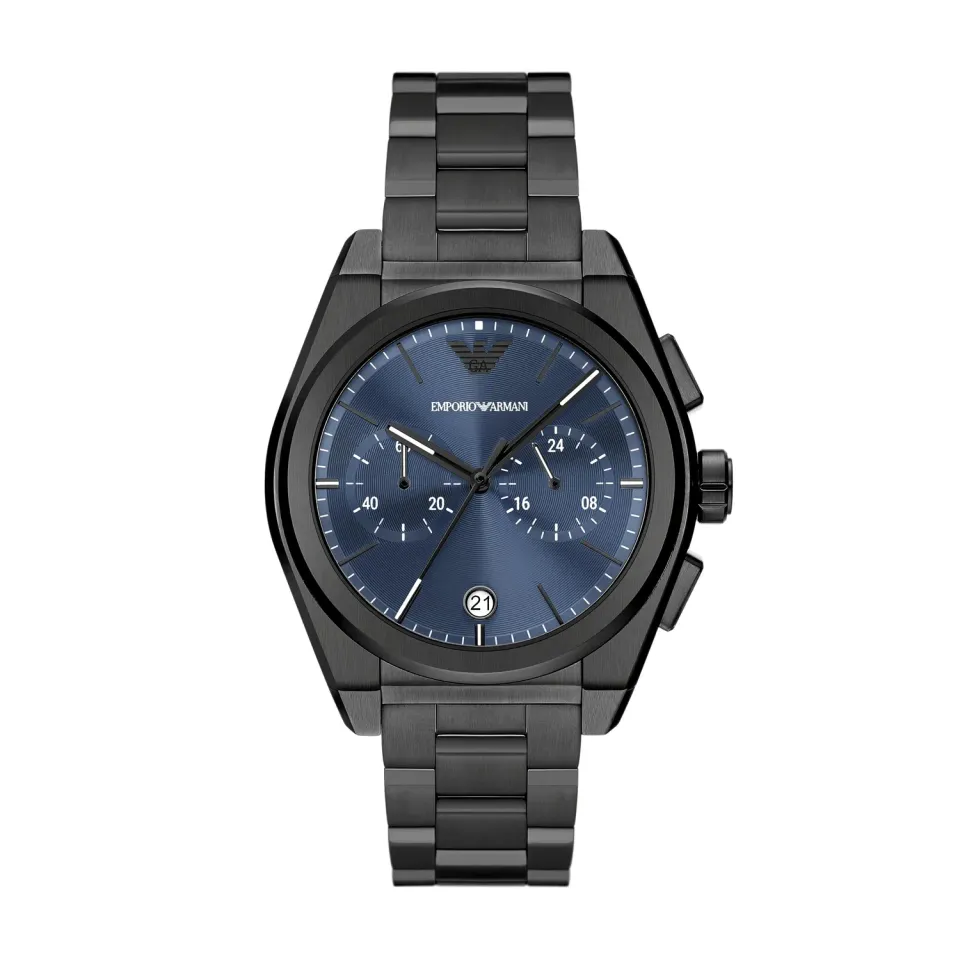 Emporio Armani Orologio Uomo Cronografo 43mm Acciaio Blu Grigio