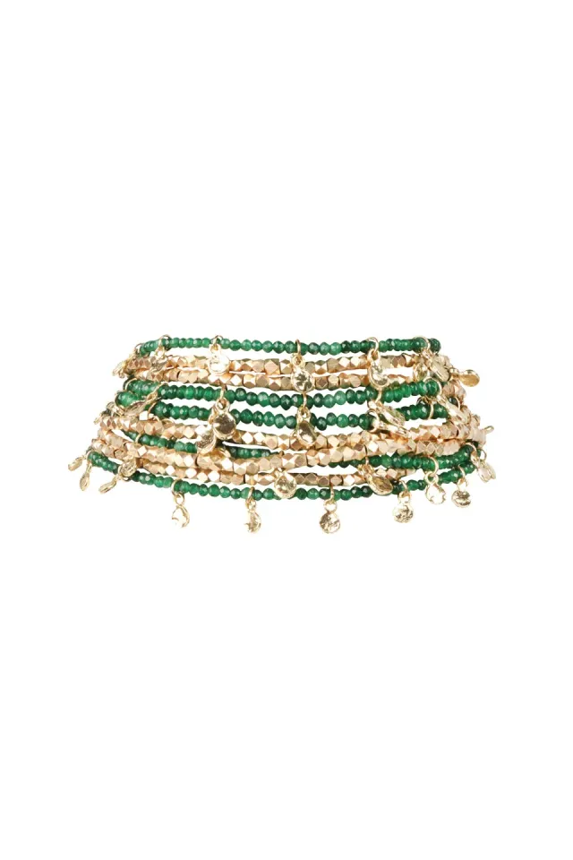 House of Tuhina Baisa Gold Gamini collana verde nero
