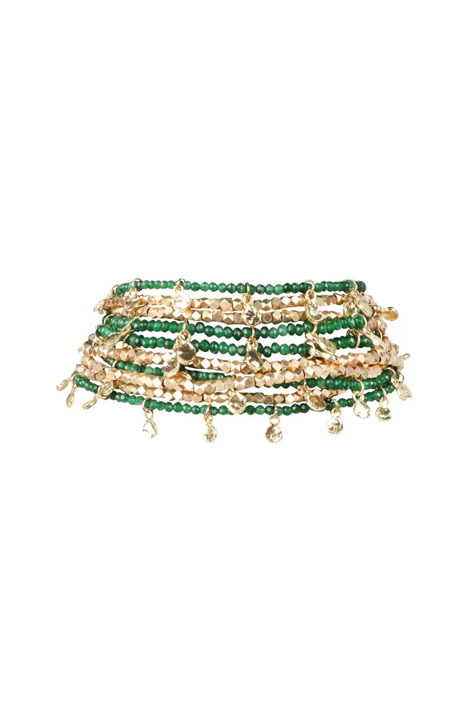 House of Tuhina Baisa Gold Gamini collana verde nero