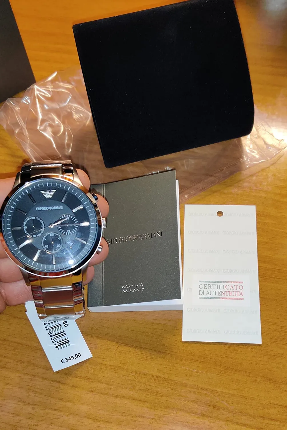Emporio Armani orologio cronografo uomo argento nero