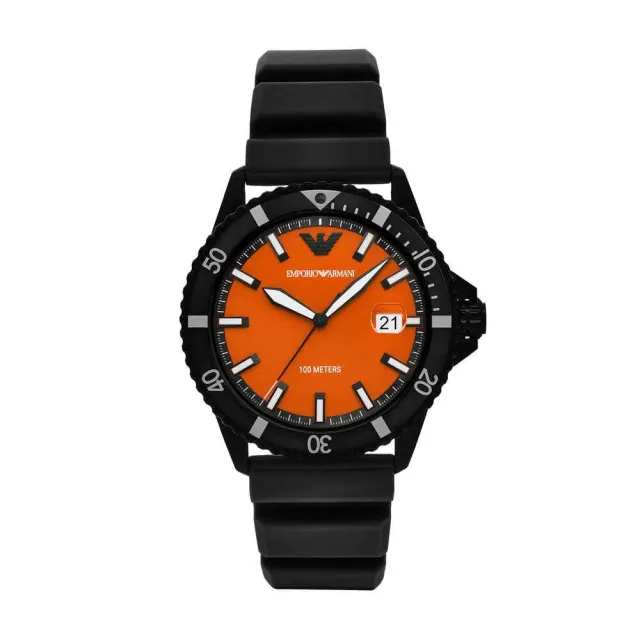 Emporio Armani orologio uomo nero e arancione