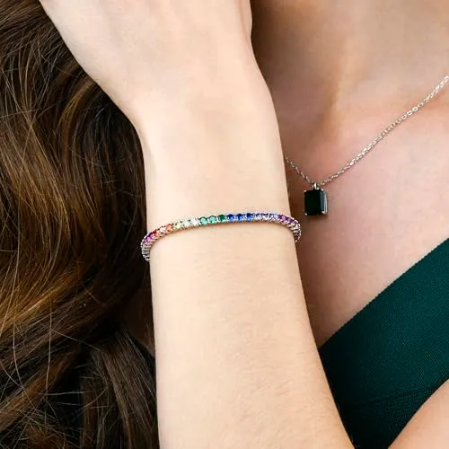 Diamond Treats Bracciale Tennis Argento 925 Arcobaleno