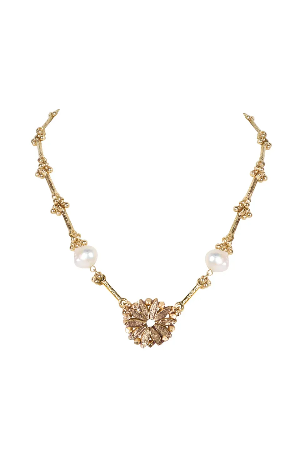 House of Tuhina Baisa Gold Reja collana perla oro
