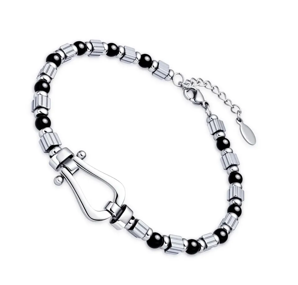 Dada Gioielli Pietre Naturali Onice Bracciale Uomo Acciaio