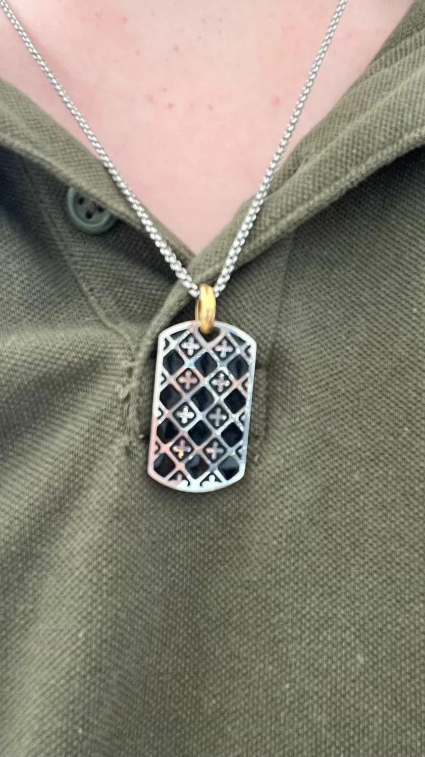 Dada Gioielli Piastrina Militare Collana Nero Argento Uomo