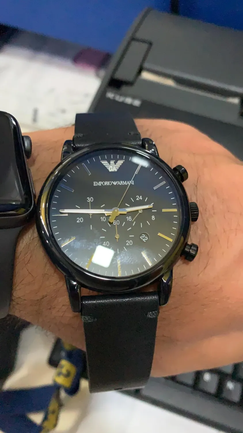 Emporio Armani Orologio Uomo Nero e Blu Cronografo 46 mm