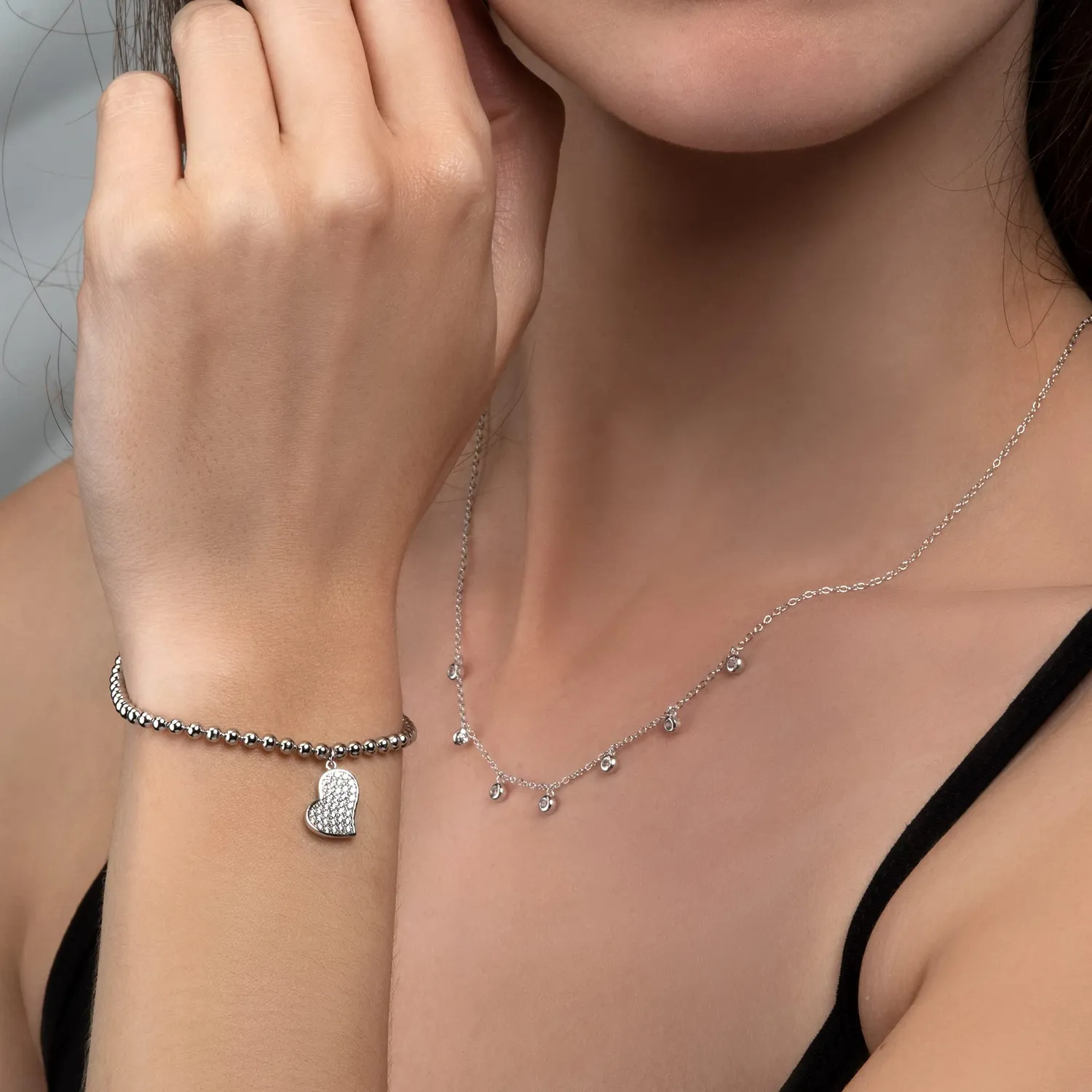 Diamond Treats Braccialetto Cuore Argento 925 Zirconi 16,5-19 cm