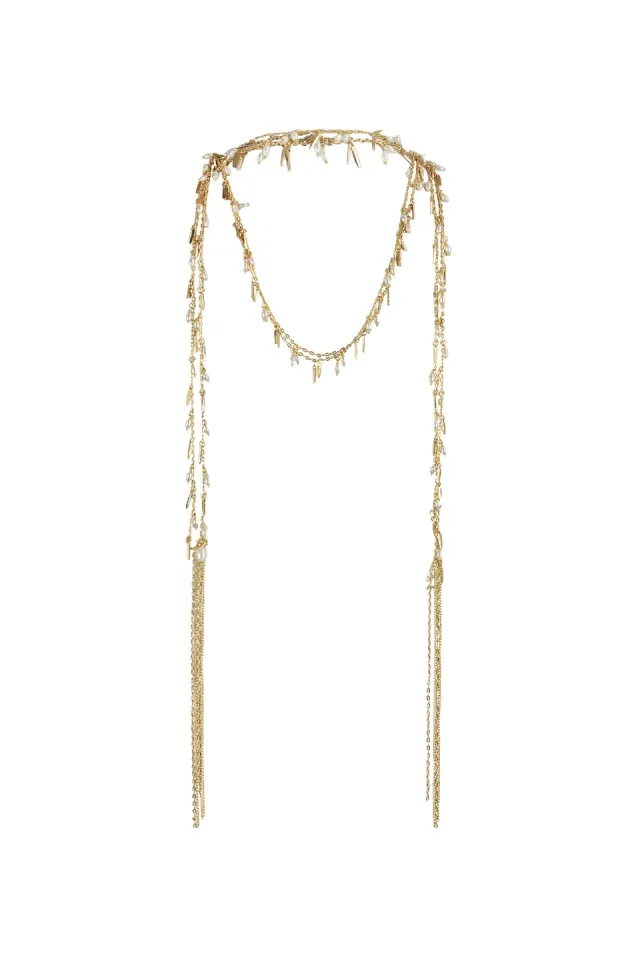 House of Tuhina Nayra Necktie Collana Moon Gold Fatta a Mano