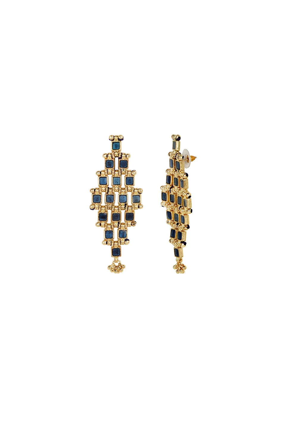 House of Tuhina Amodini orecchini blu reale oro