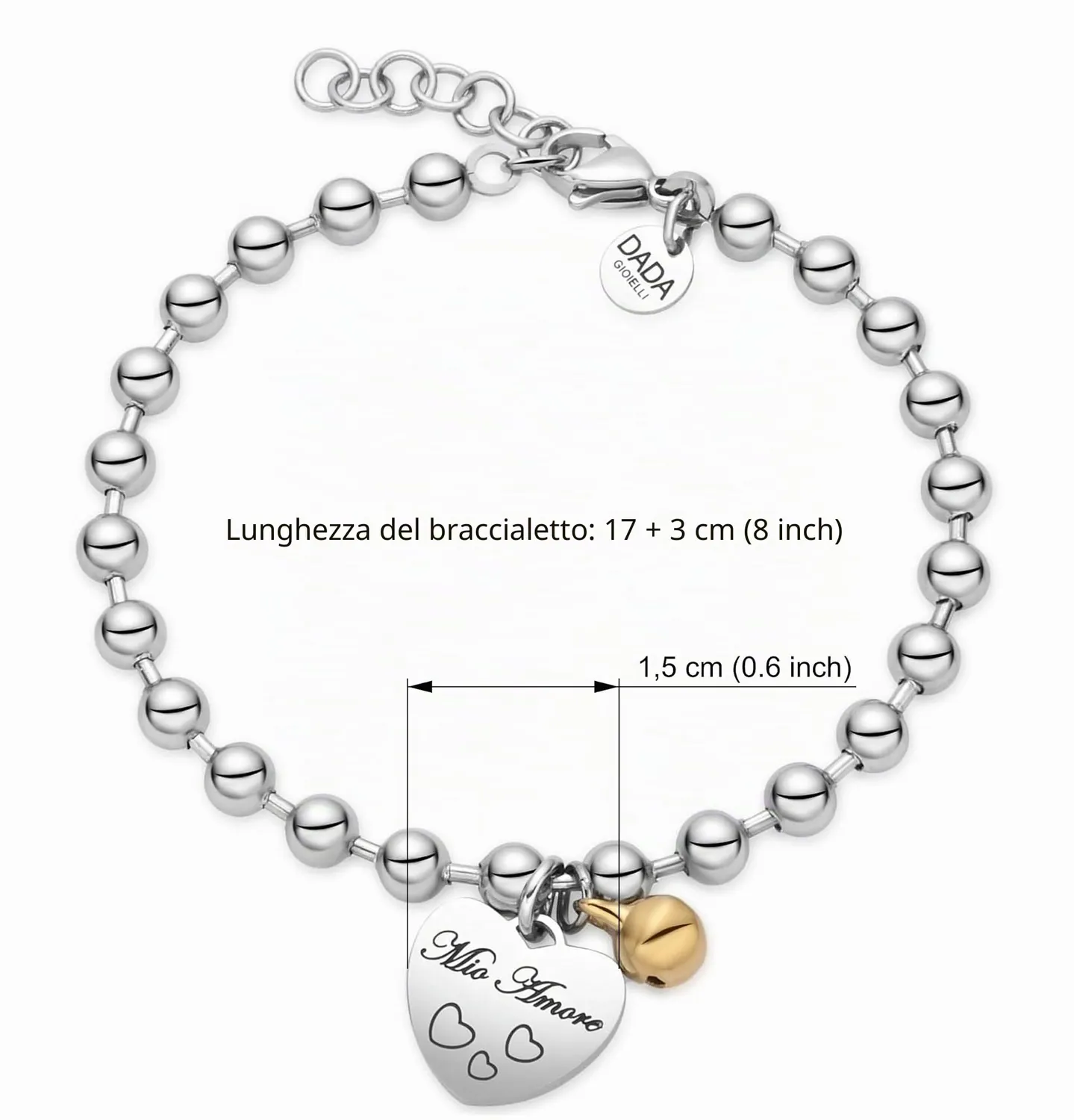 Dada Gioielli Cuore Double Face Bracciale Donna Ciondolo