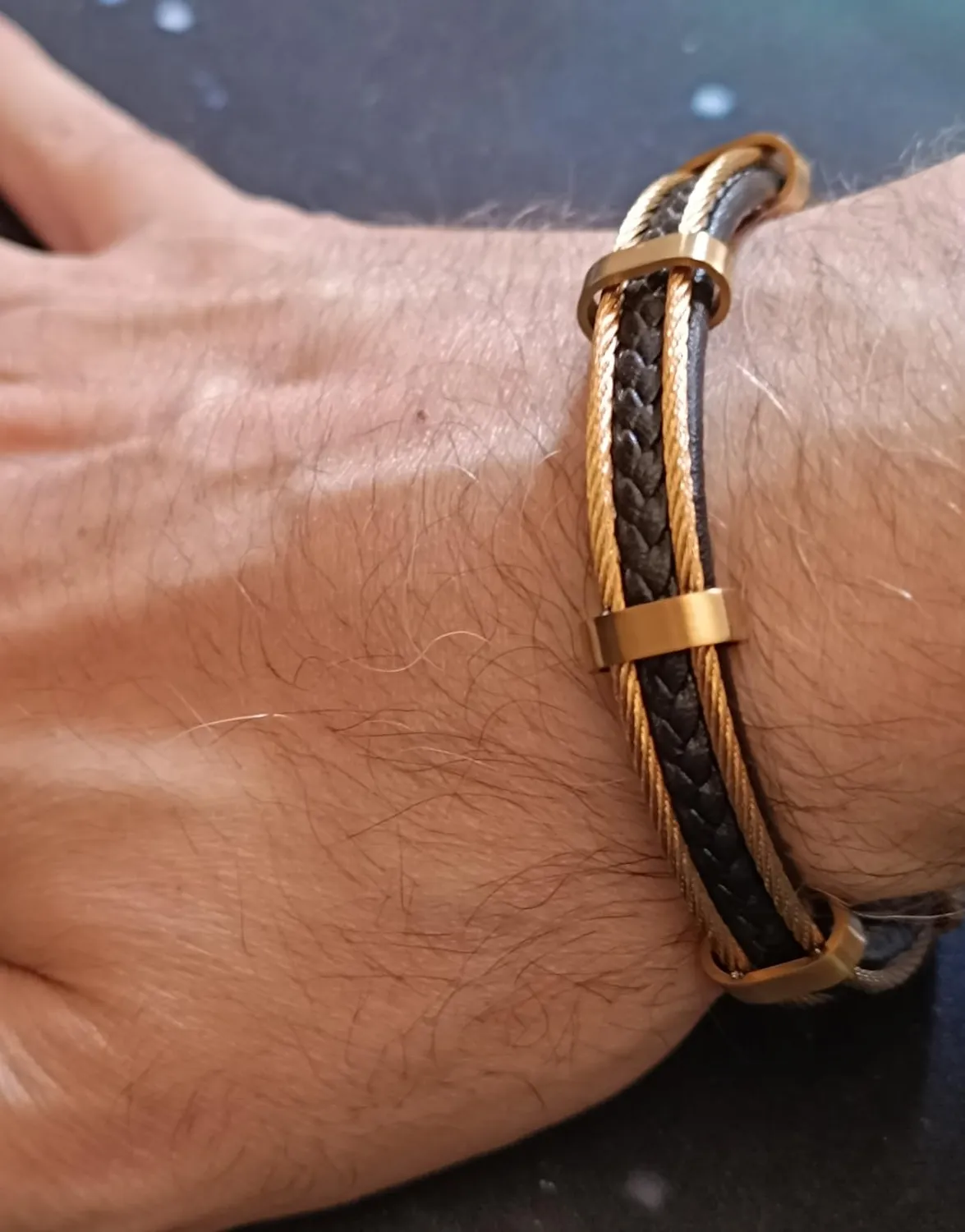 Dada Gioielli bracciale uomo acciaio pelle nero intrecciato