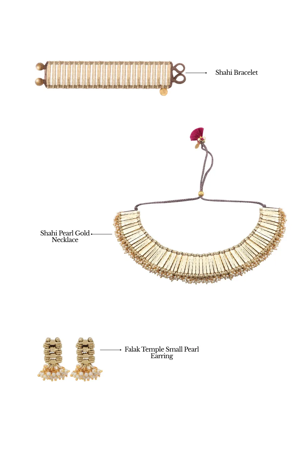 House of Tuhina Look 2 set 5 gioielli oro coordinati