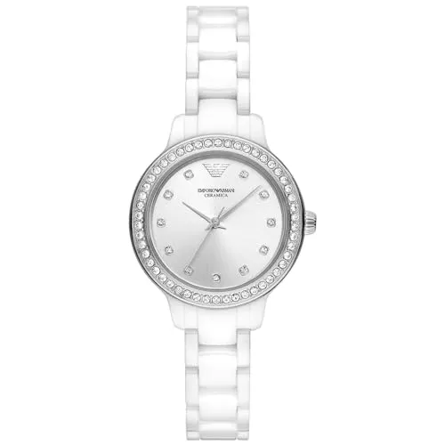 Emporio Armani Orologio Donna Ceramica 32 mm Bianco Glitter