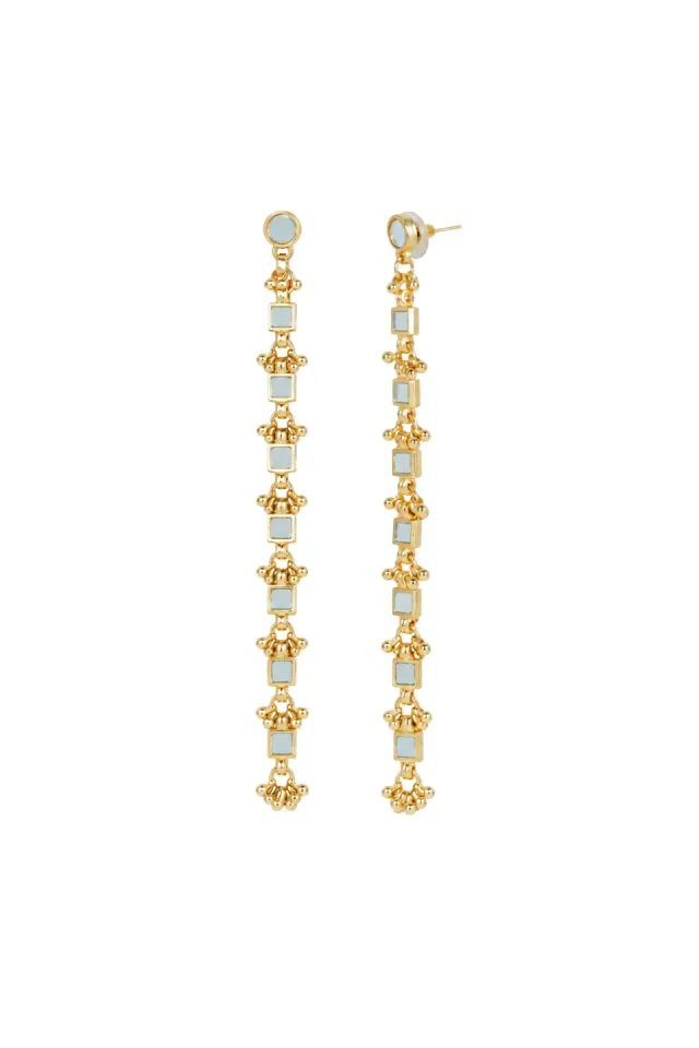 House of Tuhina Mirror Waterfall orecchini lunghi Moon Gold