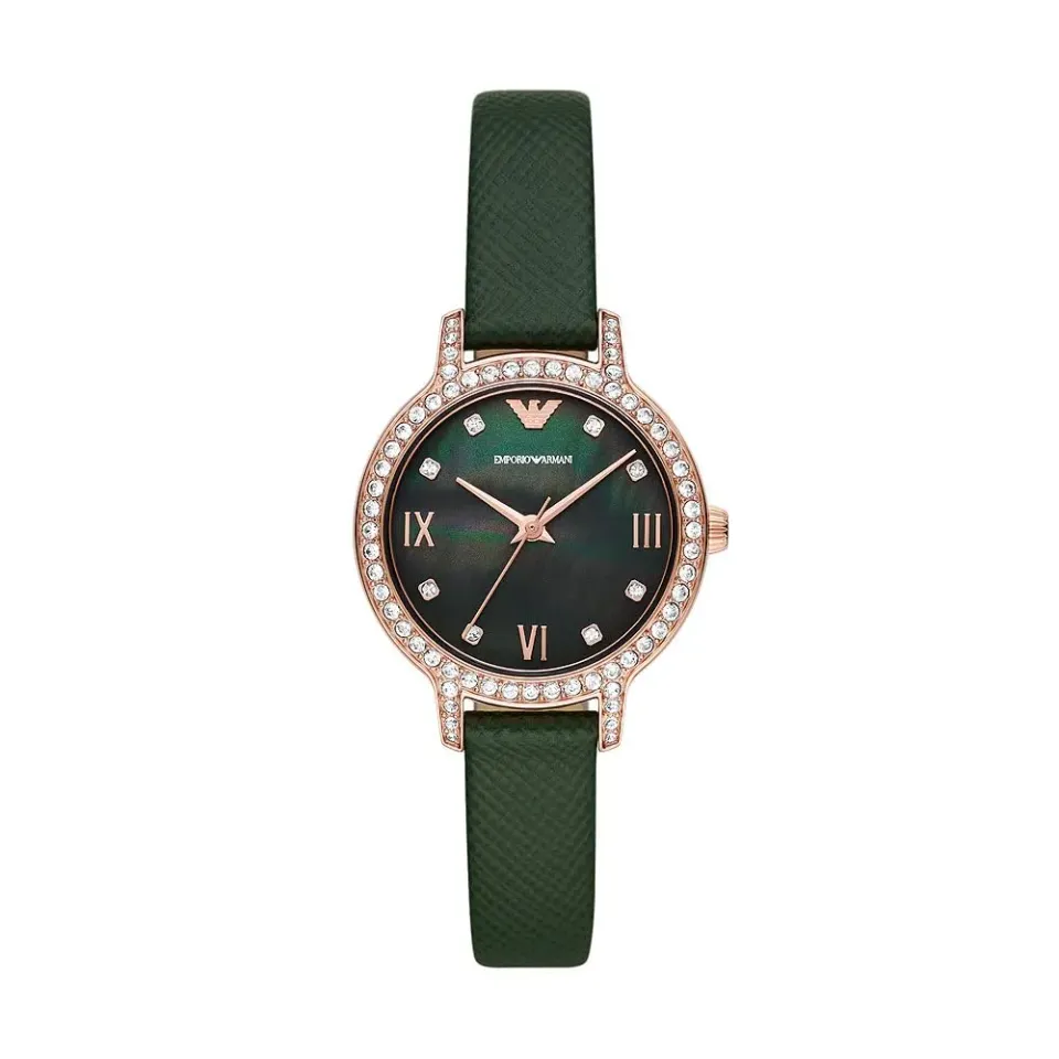 Emporio Armani Orologio Donna Verde Scuro Glitter