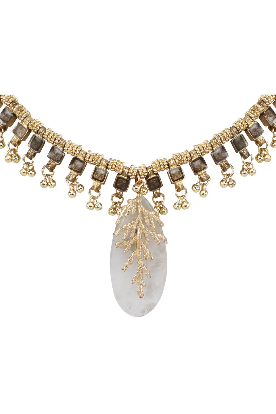 House of Tuhina Falak Leaf Stone choker grigio smalto