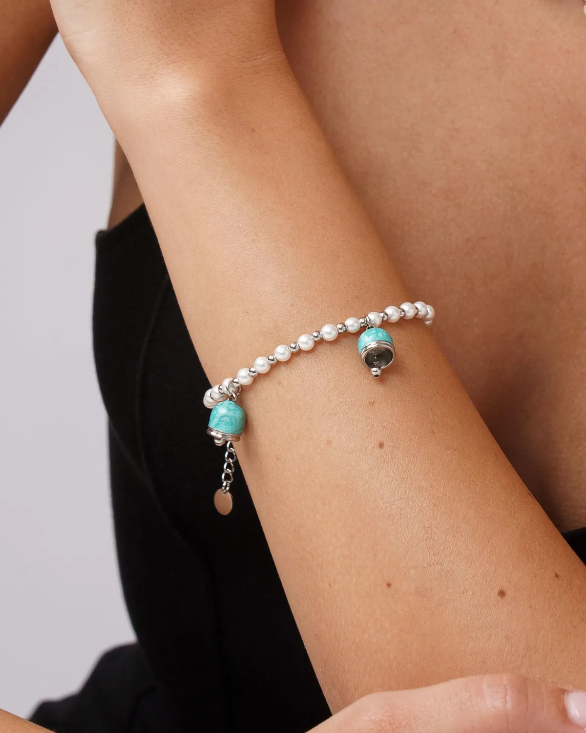 Dada Gioielli Bracciale Perle Maiorca Campanelle Turchese