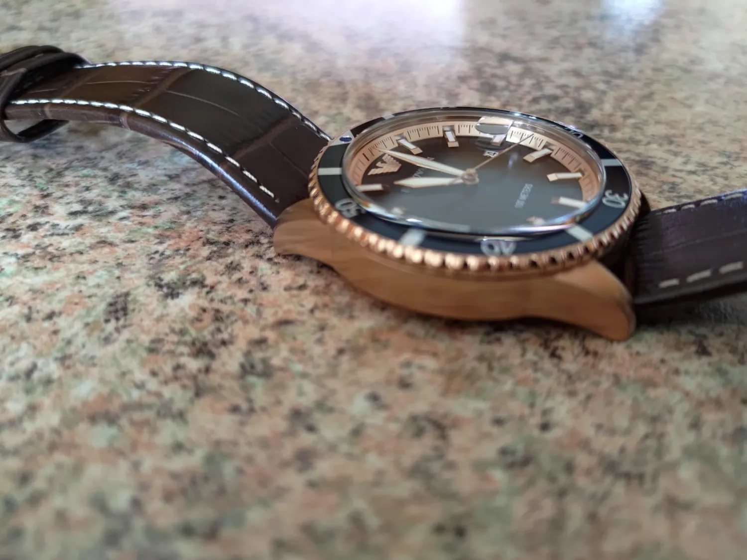 Emporio Armani AR11556 orologio uomo 42mm pelle marrone