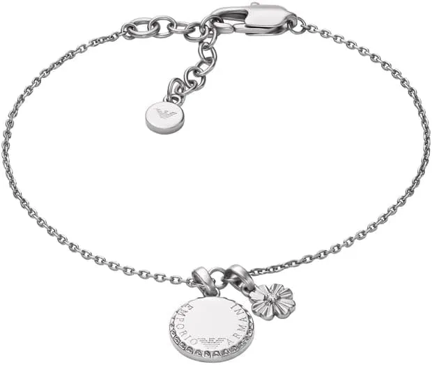 Emporio Armani set collana bracciale ottone argentato donna