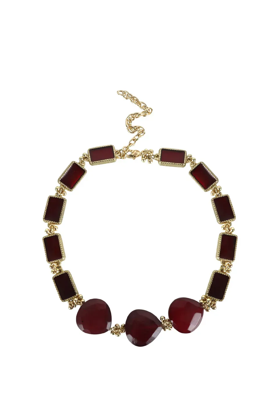House of Tuhina Trajva Aruvi collana verde bordeaux vetro