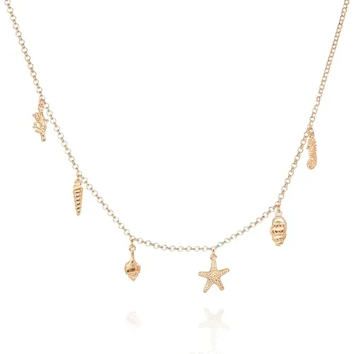 Diamond Treats collana mare argento placcato oro charm