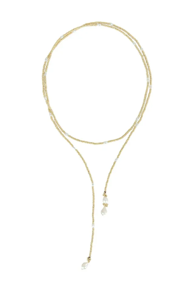 House of Tuhina Aahwini collana perle oro necktie