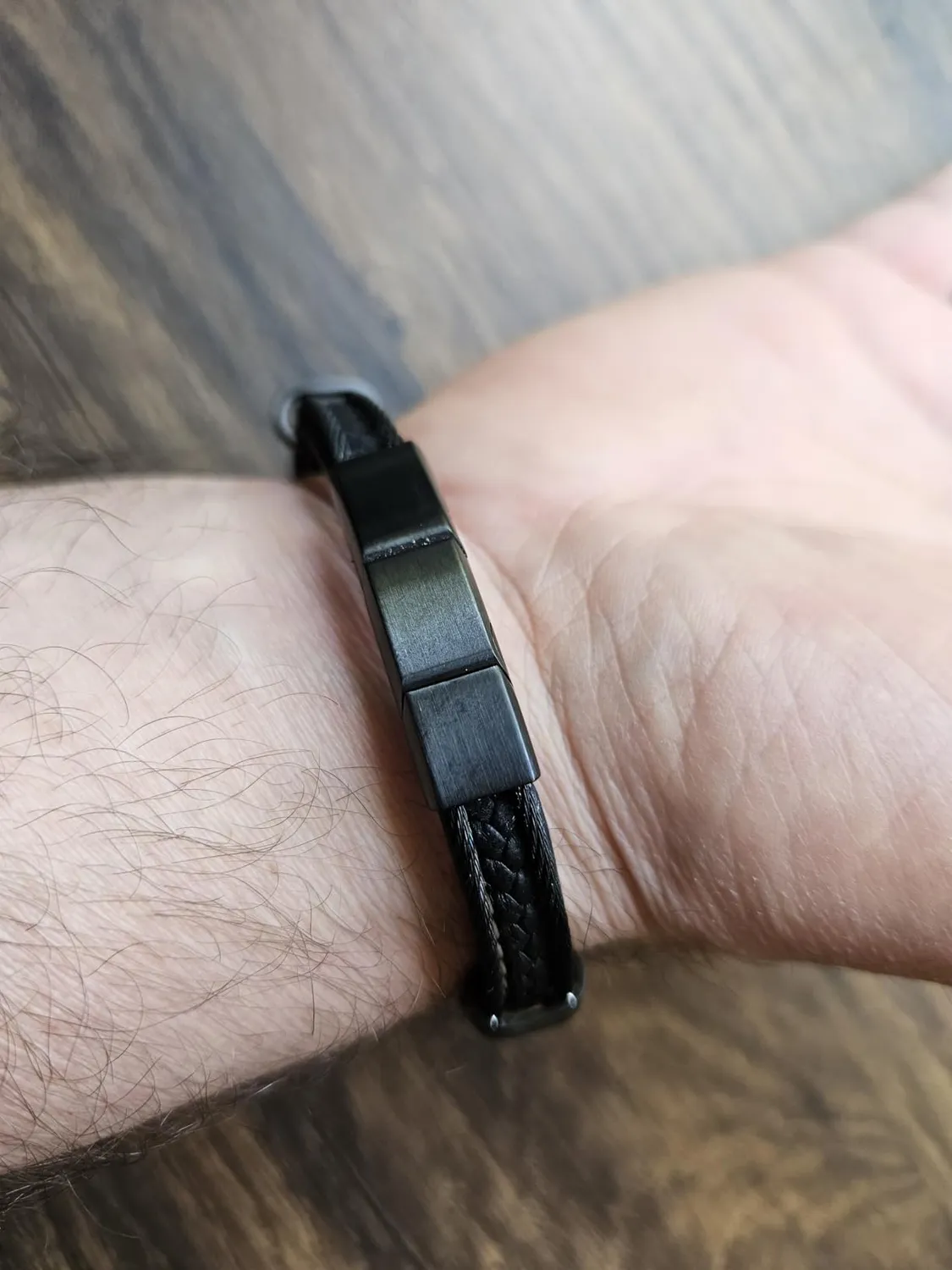 Dada Gioielli bracciale uomo acciaio pelle nero intrecciato