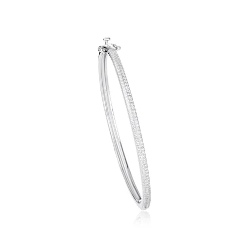 Diamond Treats Doppia Fila bangle ovale argento zirconi bianchi