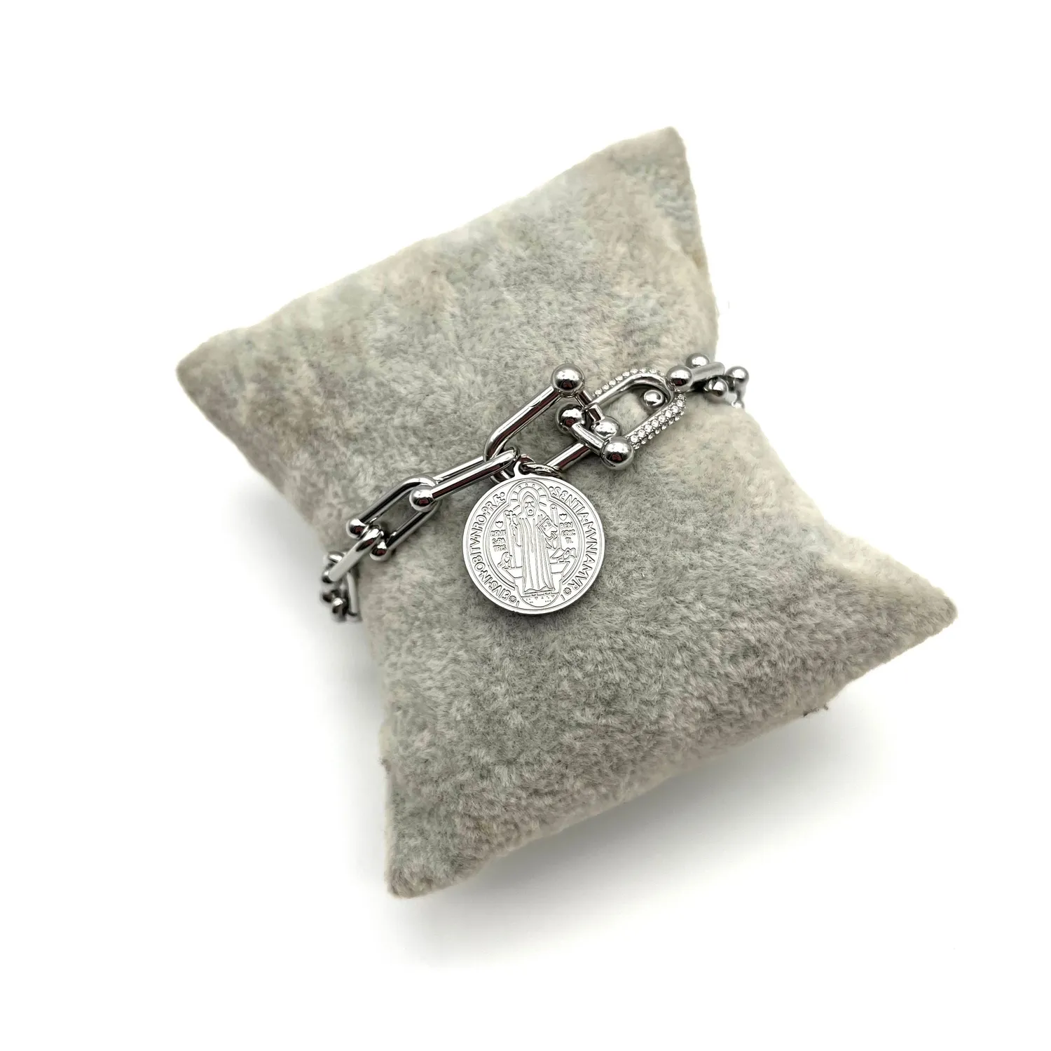 Ornamenta San Benedetto bracciale catena acciaio regolabile