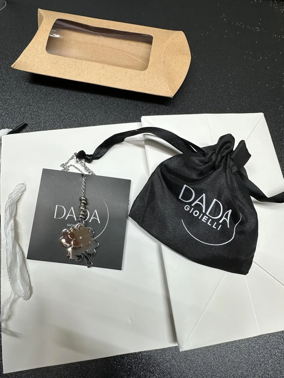 Dada Gioielli Collana Quadrifoglio Argento e Oro Rosa