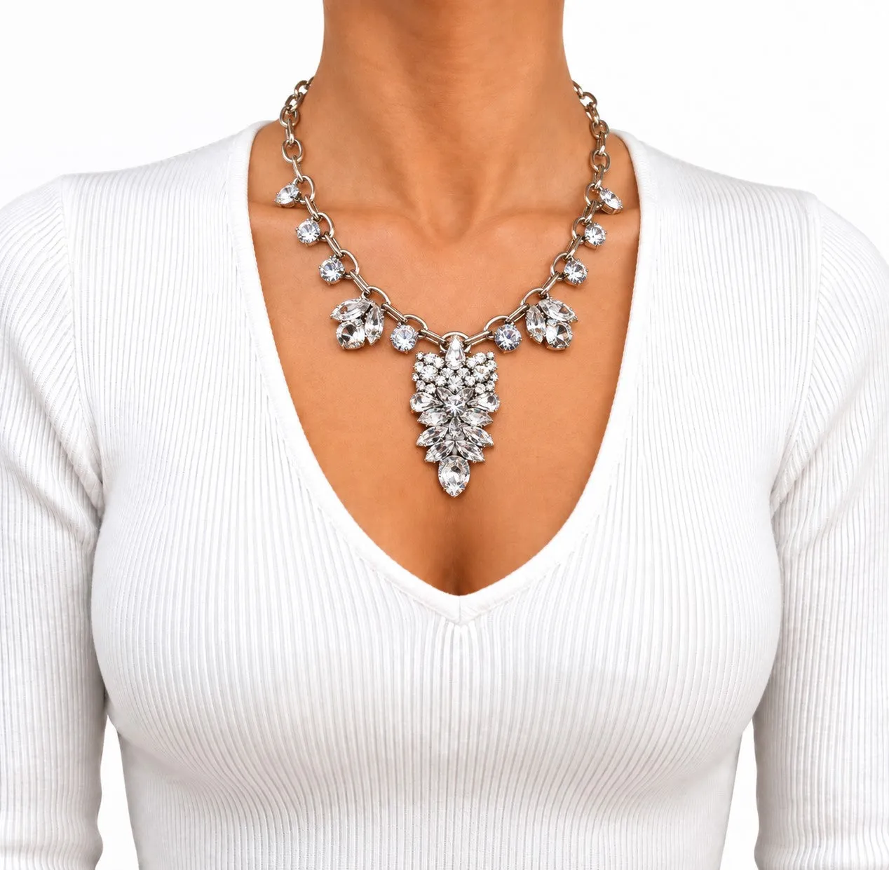 Rada Collana Pietre Cristallo silver pendente strass