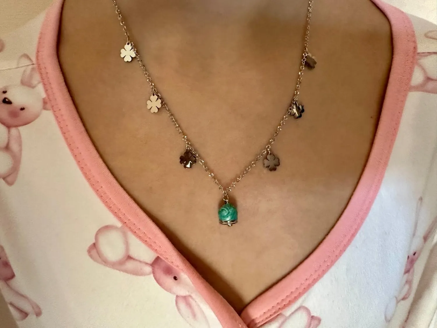 Dada Gioielli Capri Campanella Collana Turchese Quadrifoglio Acciaio