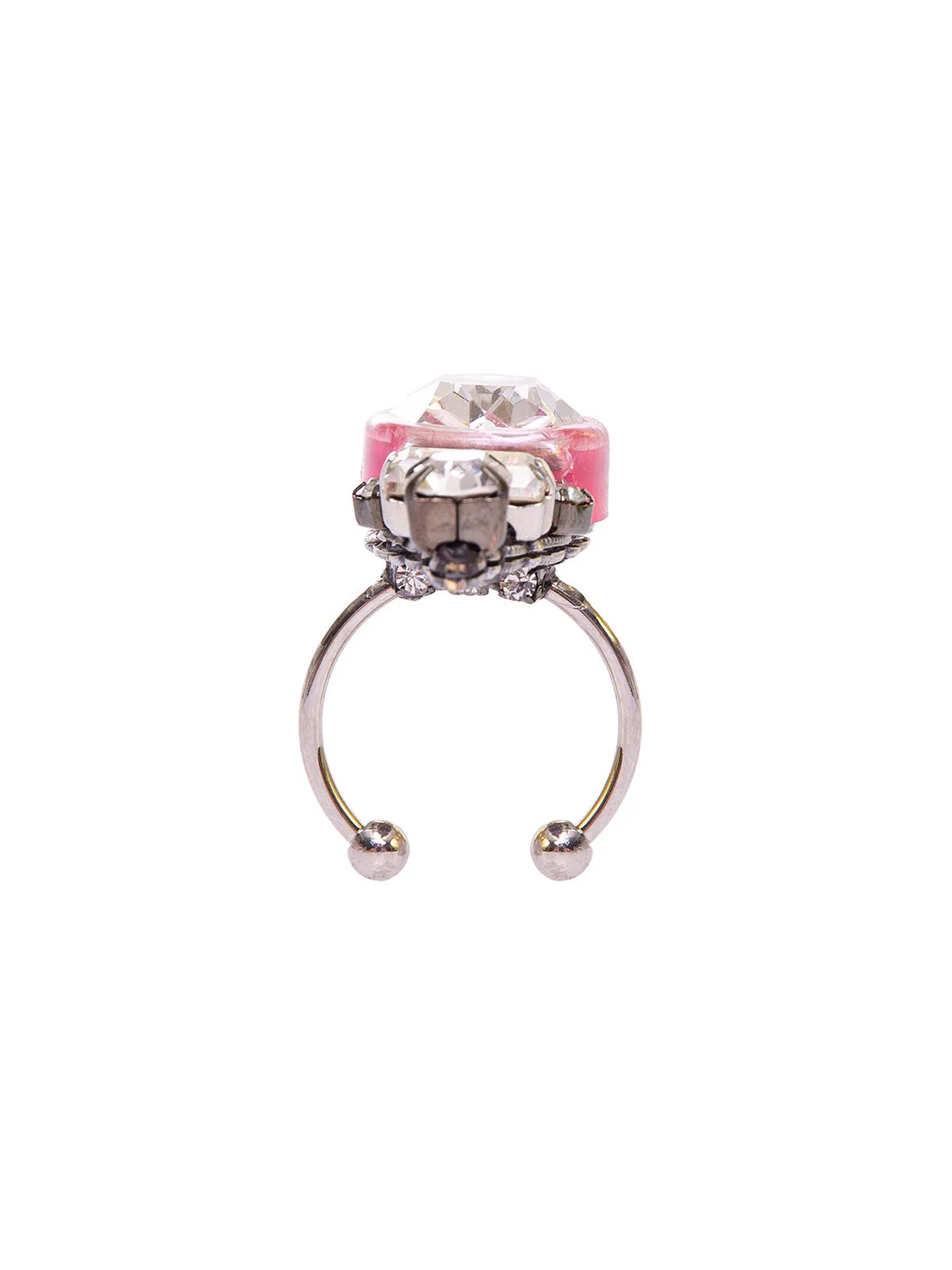 Rada Pietra Ovale Anello Fucsia strass castone colorato