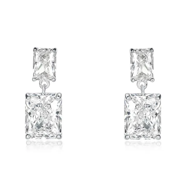 Diamond Treats orecchini pendenti bianchi argento lunghi