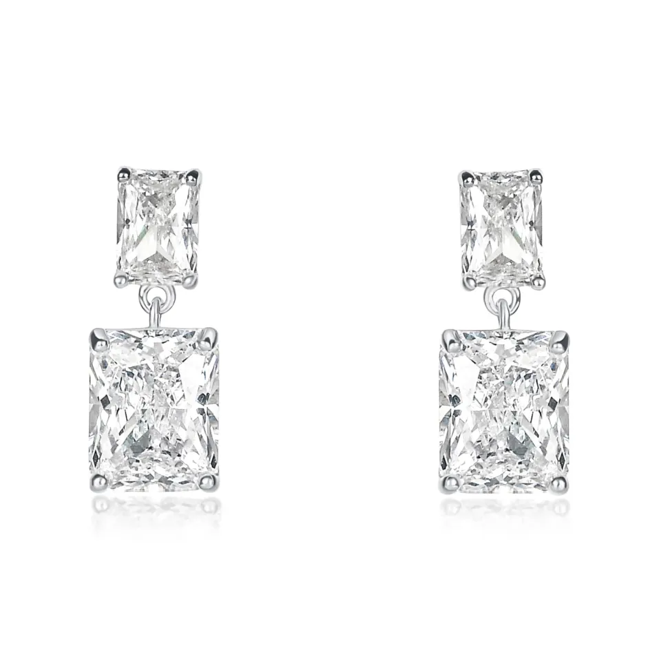 Diamond Treats orecchini pendenti bianchi argento lunghi