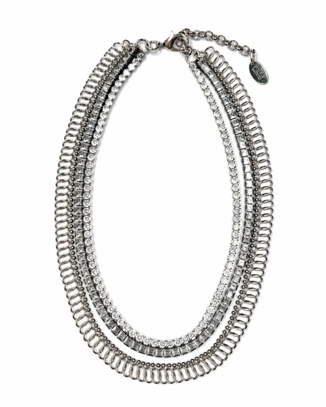 Rada Multi Chain Crystal Silver collana strass