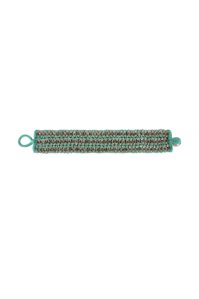 House of Tuhina Nabila Leaf bracciale largo foglia argento