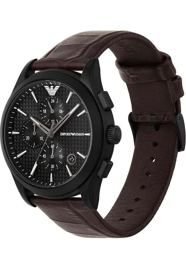 Emporio Armani cronografo uomo 42mm marrone nero acciaio