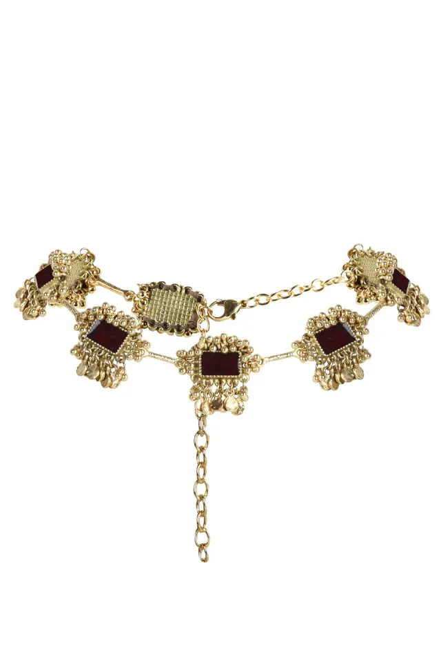 House of Tuhina Tavishi collana bordeaux fatto a mano