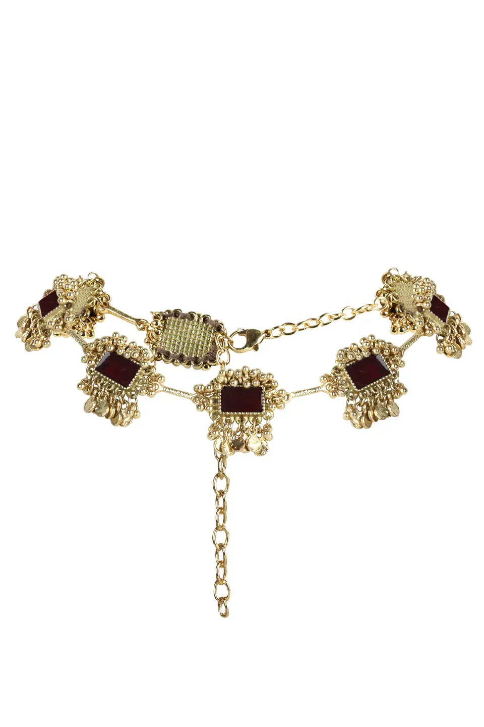 House of Tuhina Tavishi collana bordeaux fatto a mano