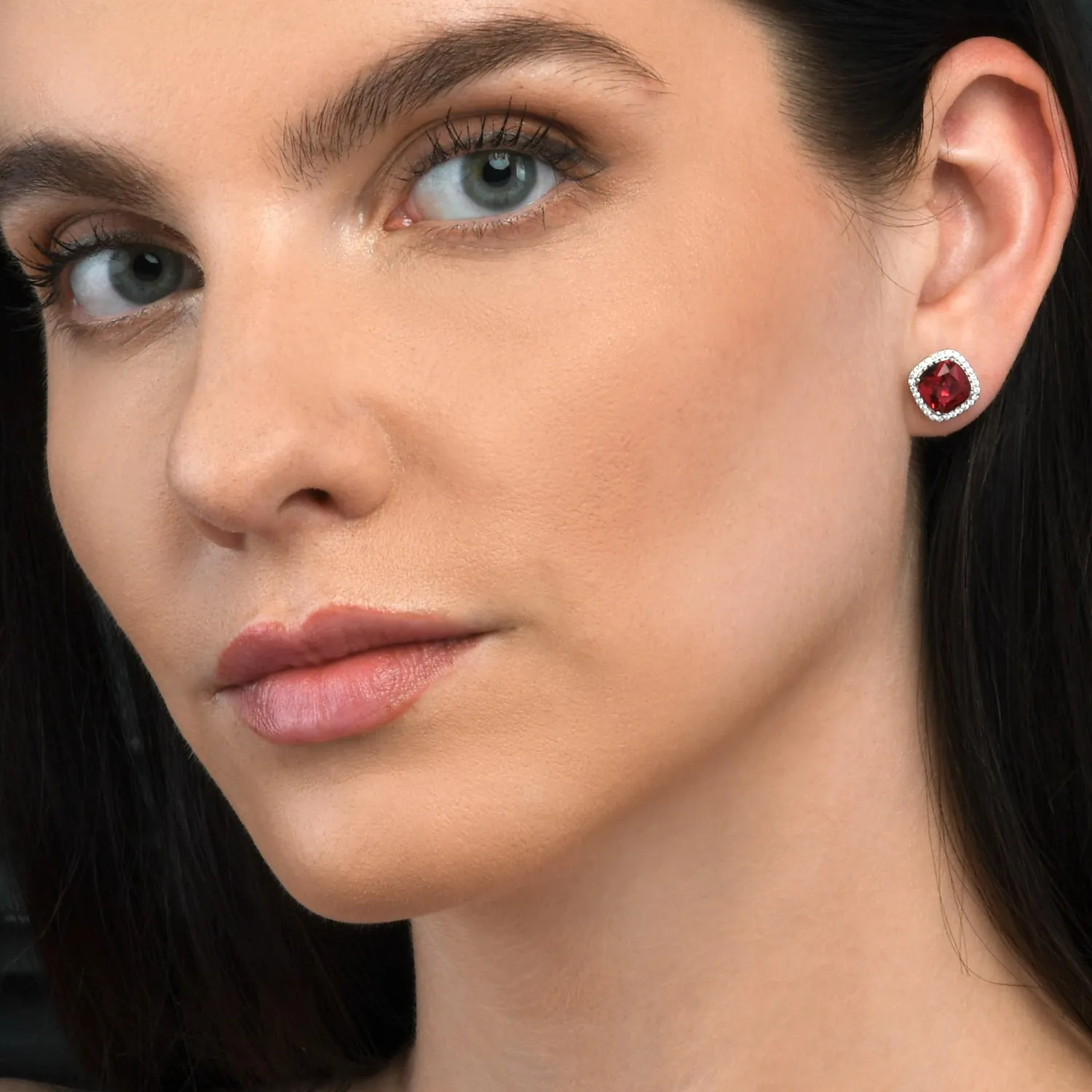 Diamond Treats Orecchini Taglio Cuscino Argento 925 Rosso-Argento