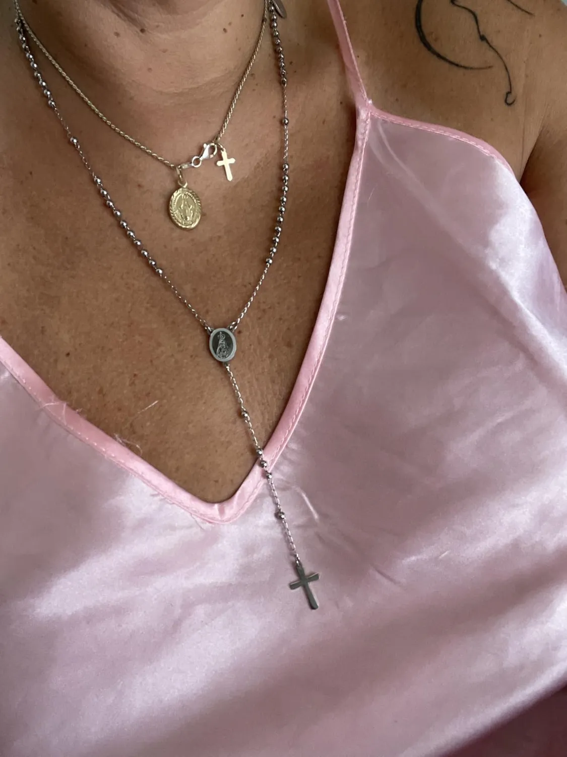 Dada Gioielli Collana Rosario Acciaio Argento e Nero