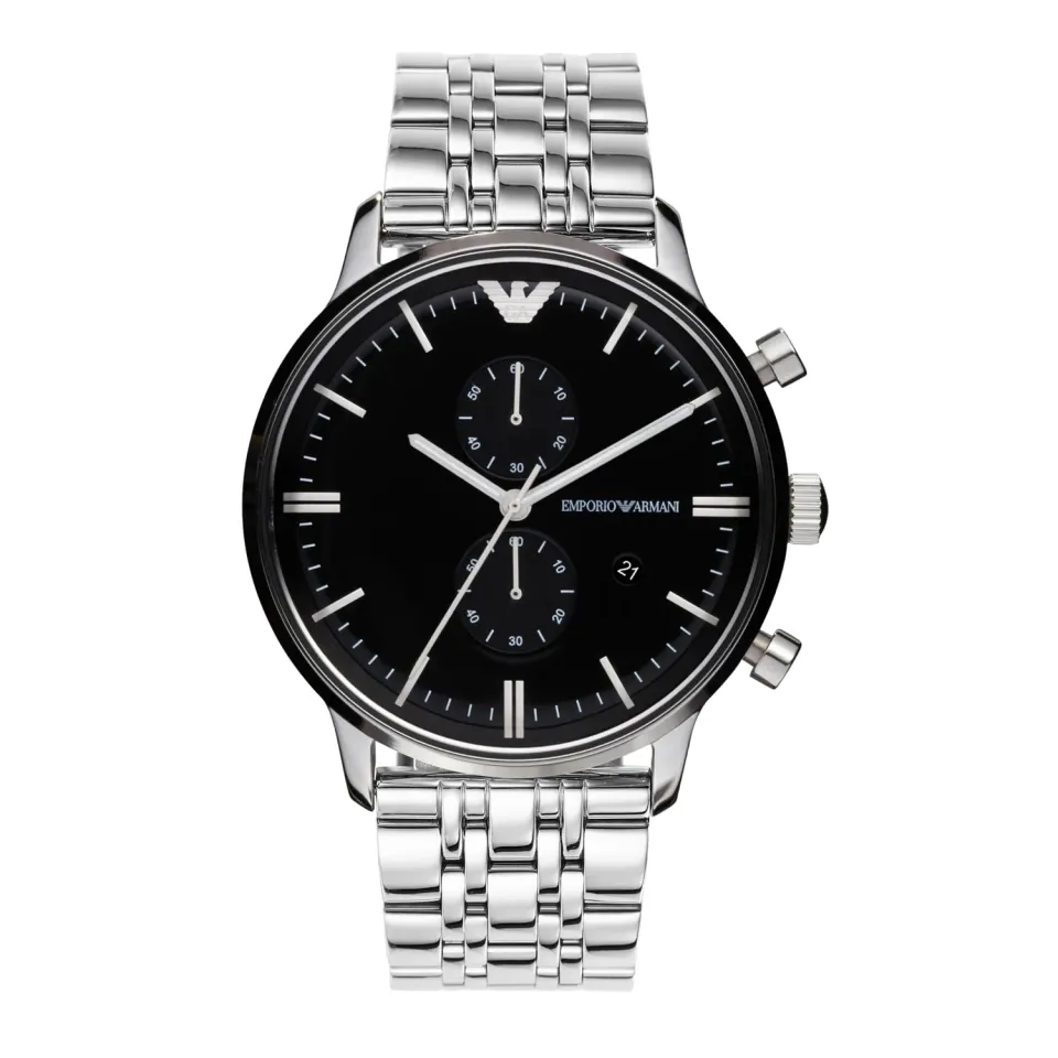 Emporio Armani Orologio Uomo Argento Nero Acciaio