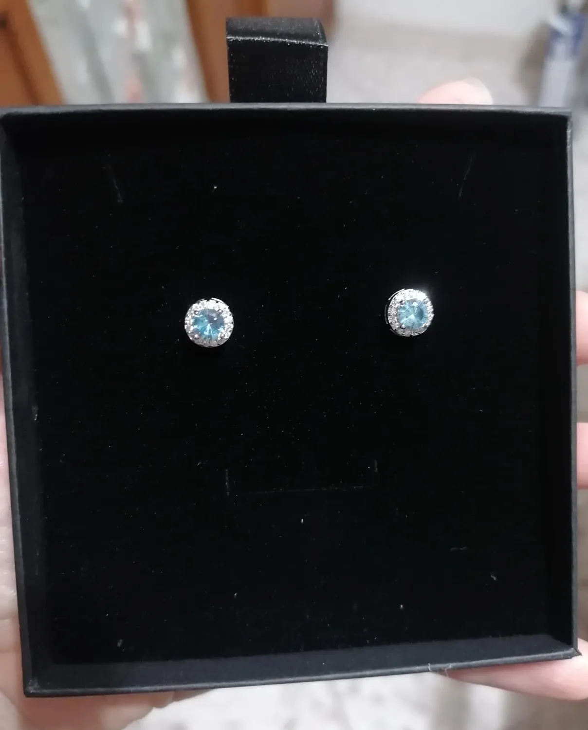 Dada Gioielli Punto Luce Orecchini Rotondo 8mm Acquamarina Argento