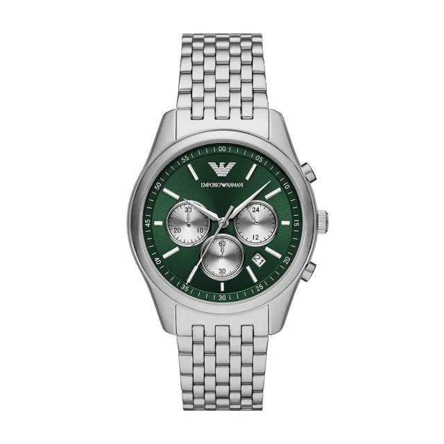 Emporio Armani Orologio Uomo Crono 41mm Argento Verde Scuro