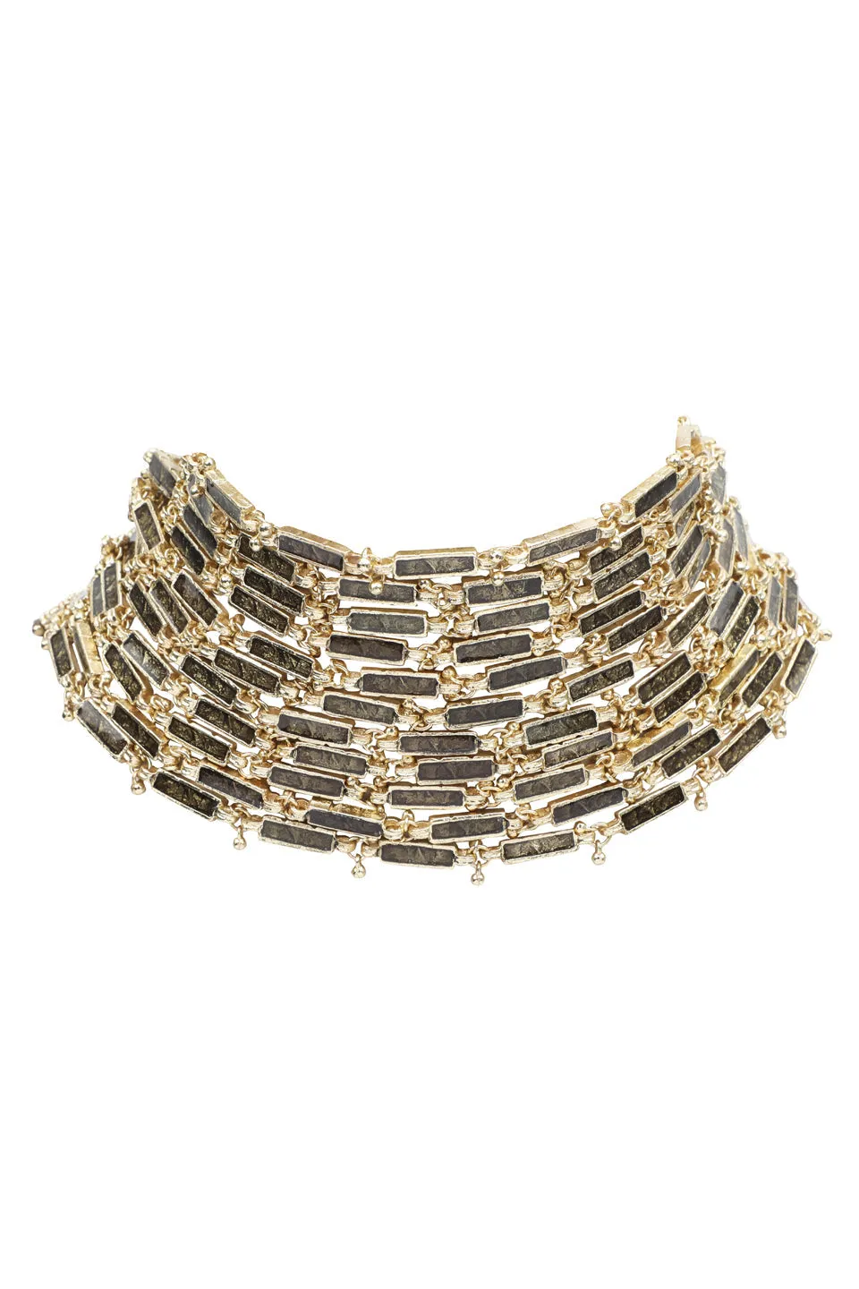 House of Tuhina Enamel Link Choker collana bordeaux smalto oro