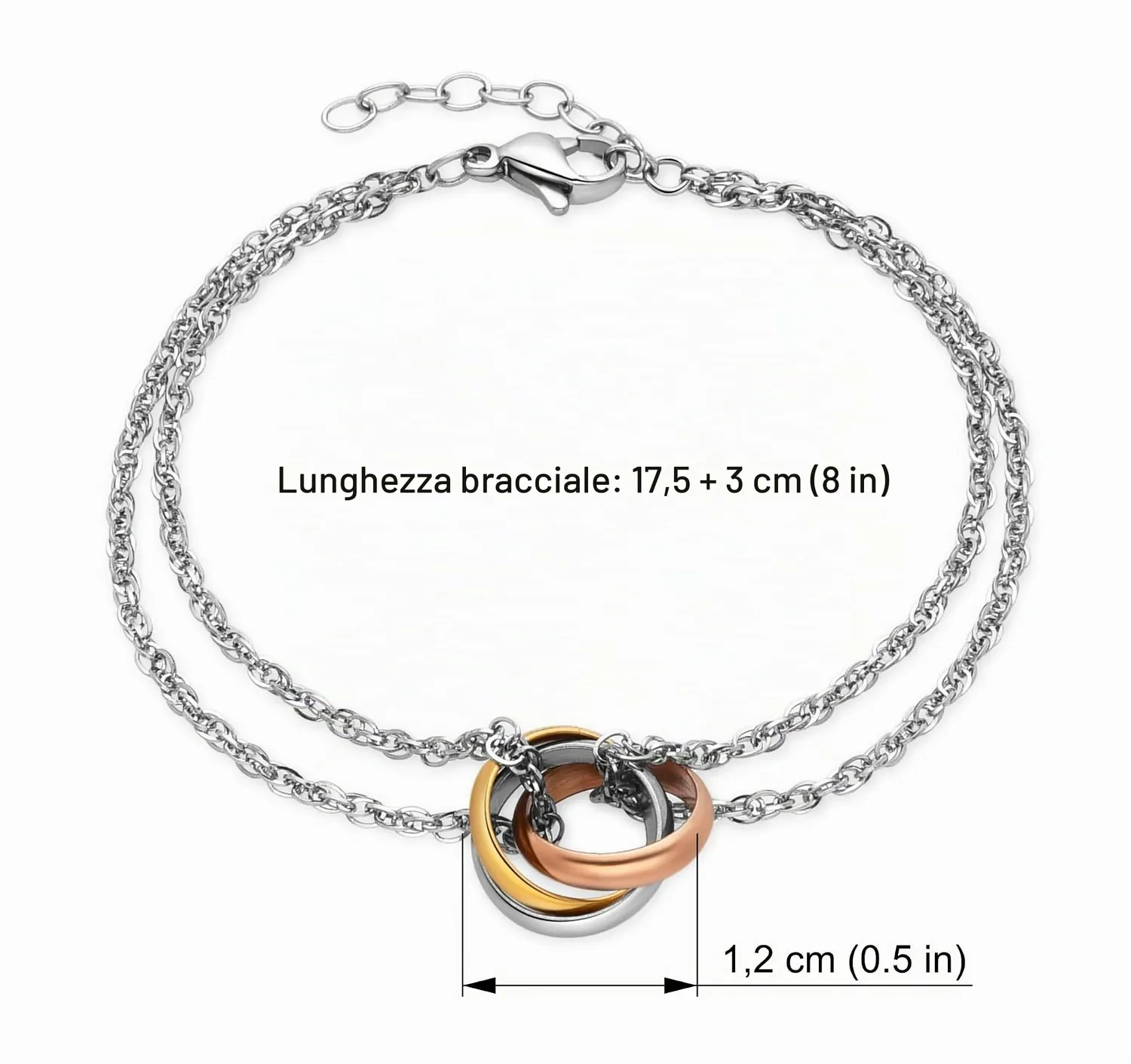 Dada Gioielli Trilogy bracciale anelli 12mm acciaio donna